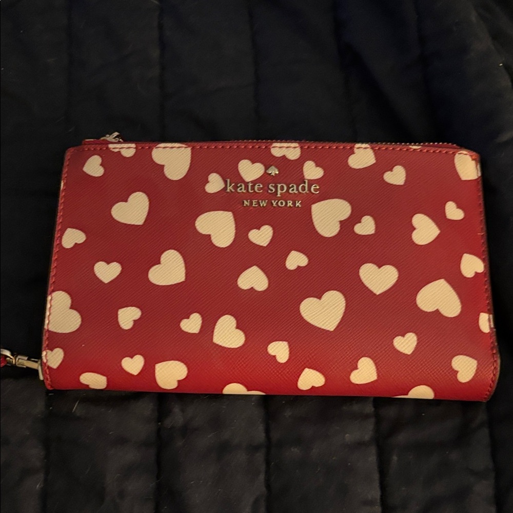 Kate Spade Red and White Heart Wristlet